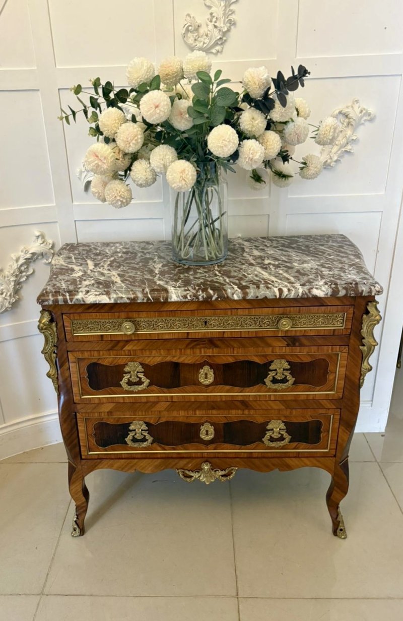Outstanding Quality Antique Victorian French Marble Top Commode Chest of Drawers - Image 2